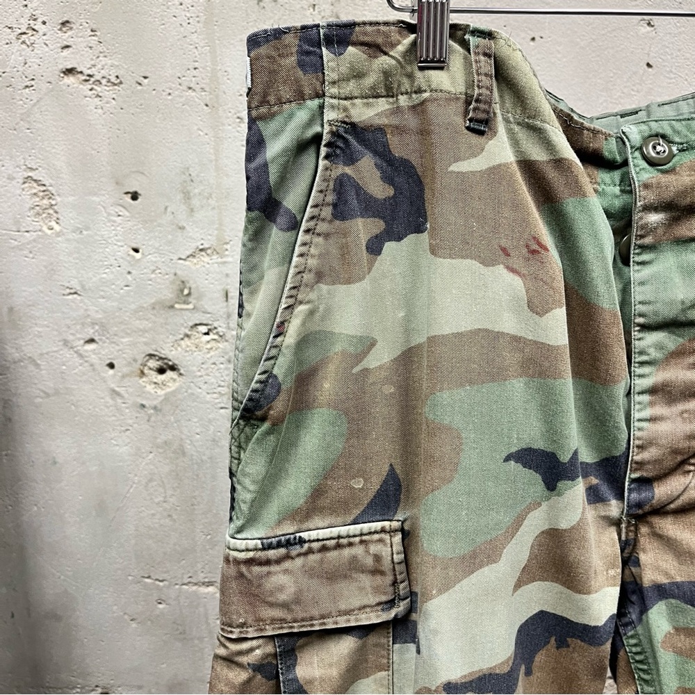 Y2K Military Issued Camo Baggy Cargo Adjustable Canvas Pants Large Regular 38x31 - Picture 3 of 6